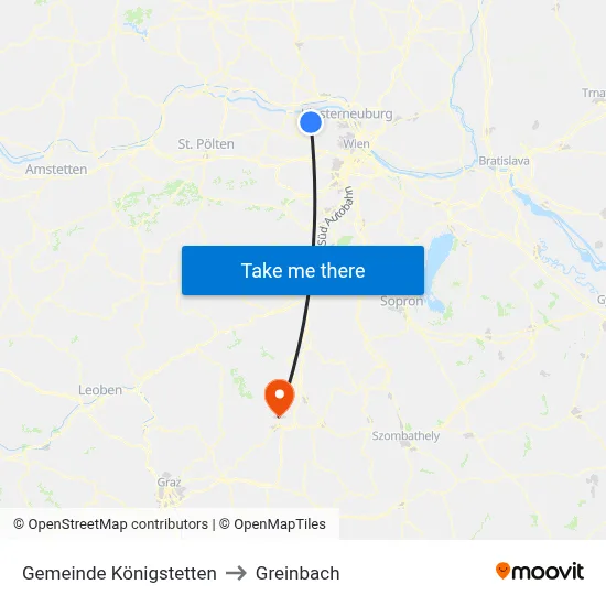 Gemeinde Königstetten to Greinbach map