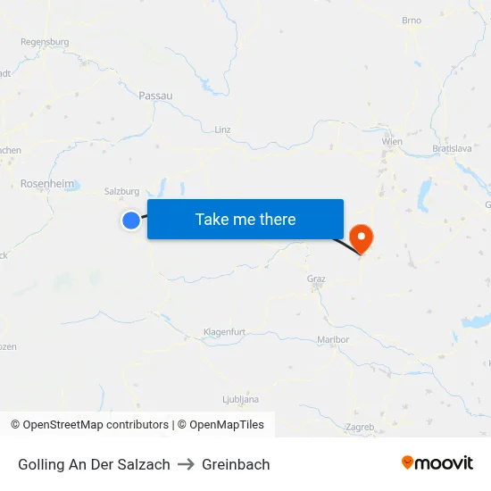 Golling An Der Salzach to Greinbach map