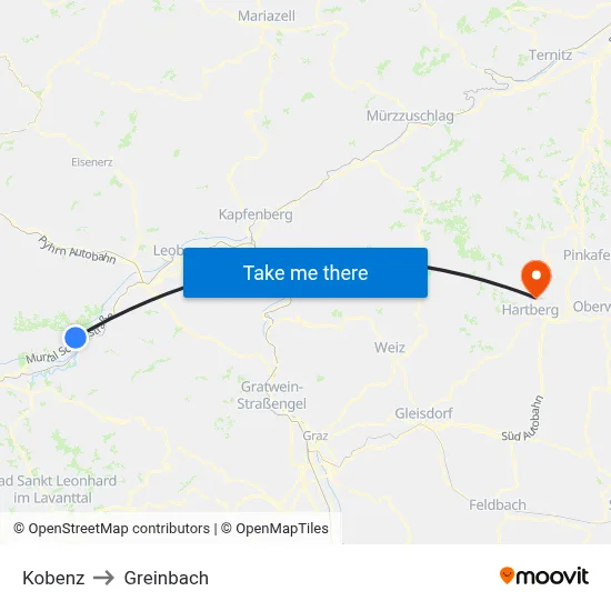 Kobenz to Greinbach map