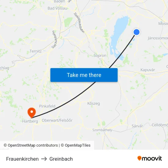 Frauenkirchen to Greinbach map