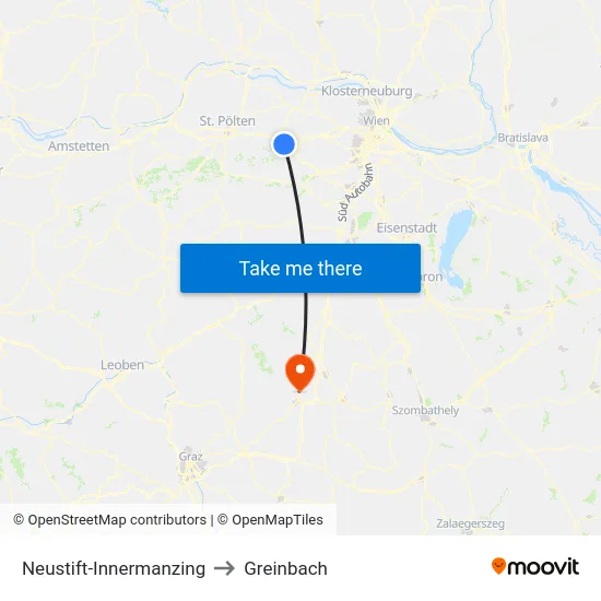 Neustift-Innermanzing to Greinbach map