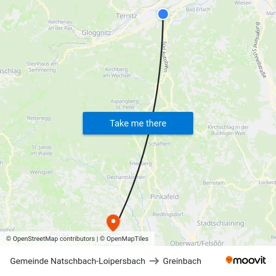Gemeinde Natschbach-Loipersbach to Greinbach map