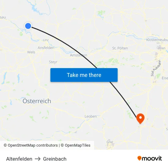 Altenfelden to Greinbach map