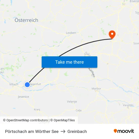 Pörtschach am Wörther See to Greinbach map