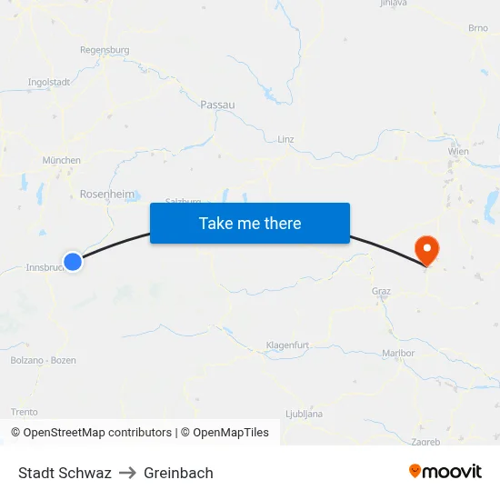 Stadt Schwaz to Greinbach map