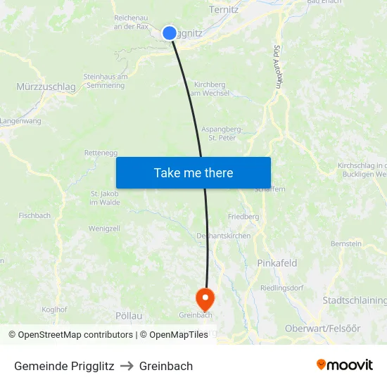Gemeinde Prigglitz to Greinbach map