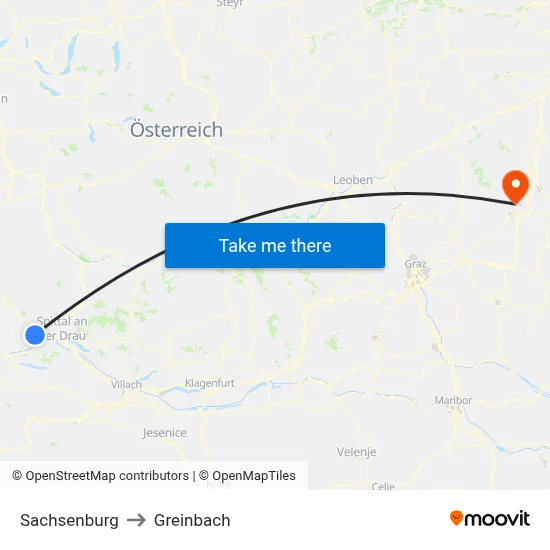 Sachsenburg to Greinbach map