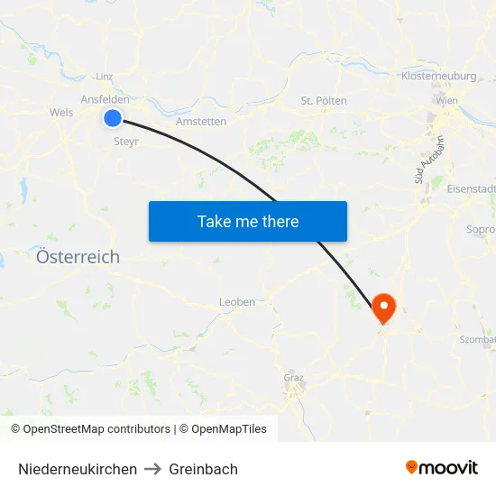 Niederneukirchen to Greinbach map