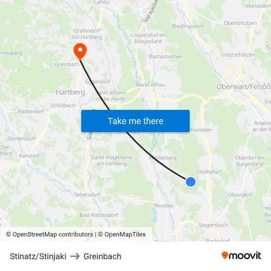 Stinatz/Stinjaki to Greinbach map