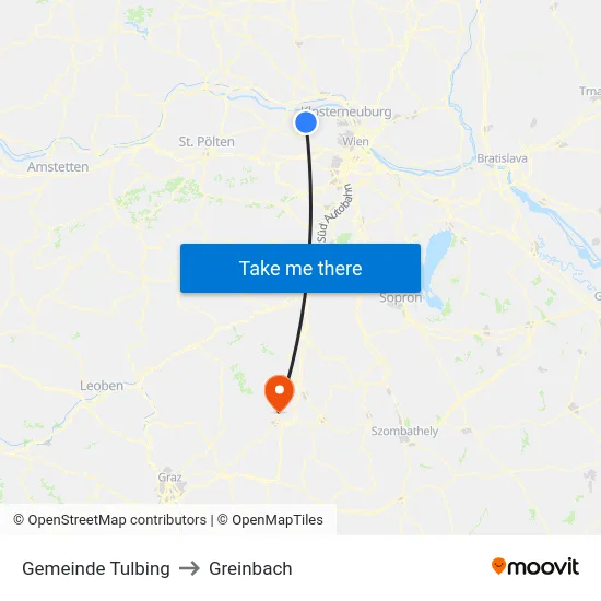 Gemeinde Tulbing to Greinbach map