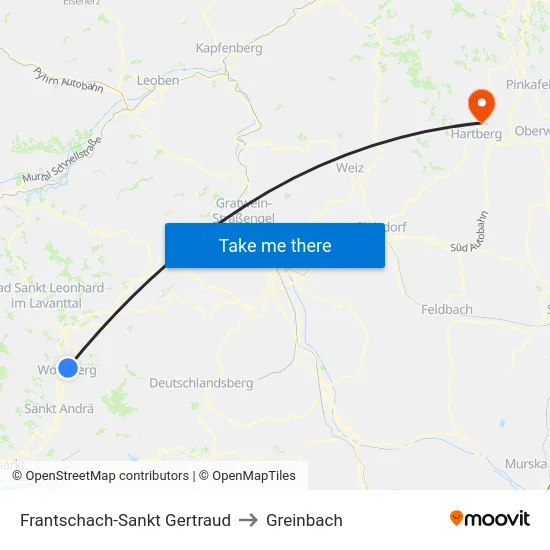 Frantschach-Sankt Gertraud to Greinbach map