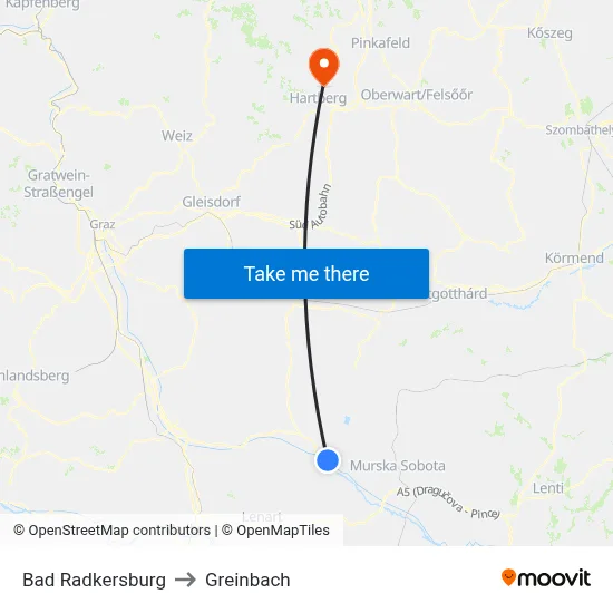 Bad Radkersburg to Greinbach map