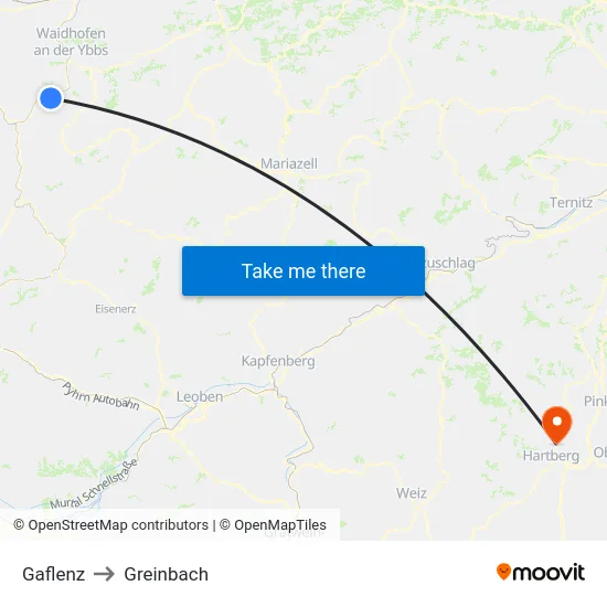 Gaflenz to Greinbach map