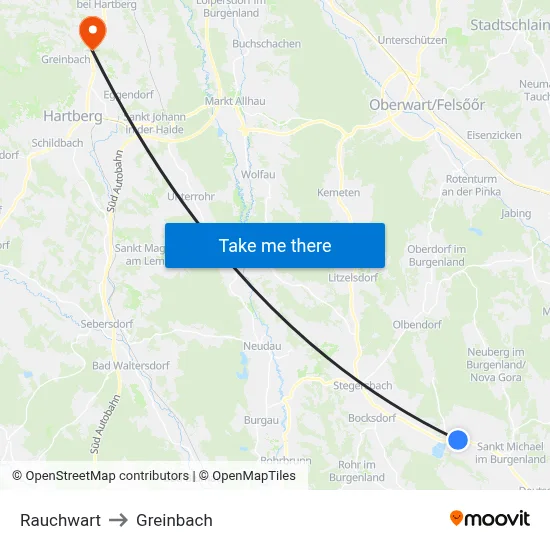 Rauchwart to Greinbach map