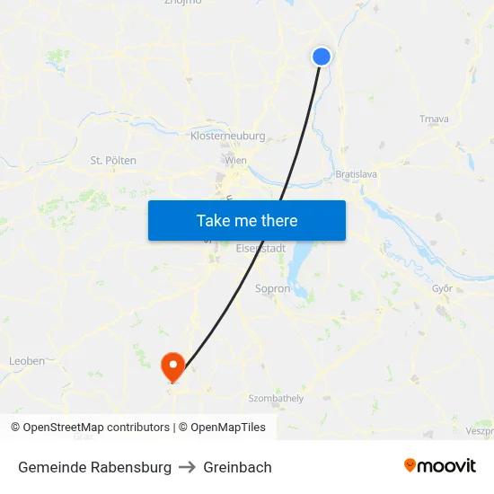 Gemeinde Rabensburg to Greinbach map