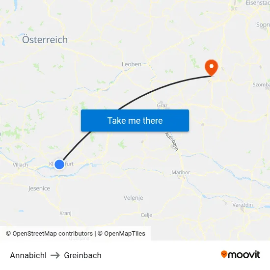 Annabichl to Greinbach map