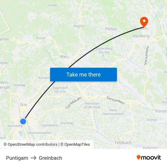 Puntigam to Greinbach map