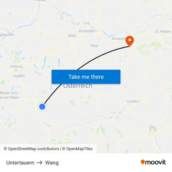 Untertauern to Wang map