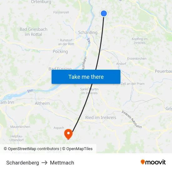 Schardenberg to Mettmach map