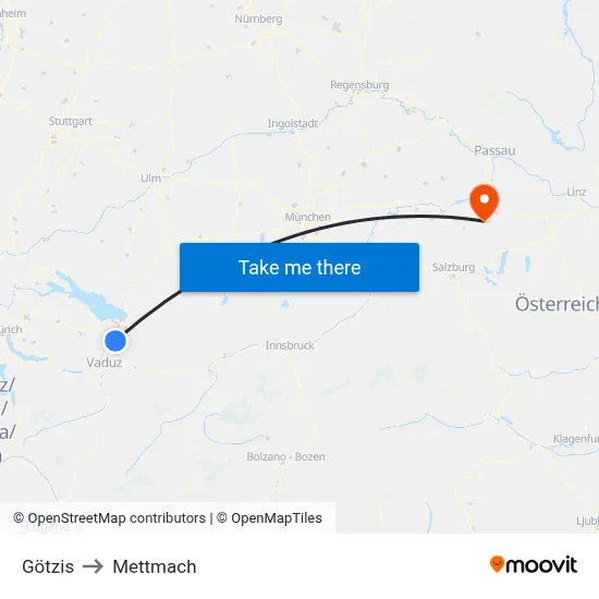Götzis to Mettmach map