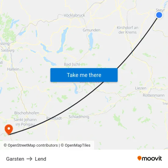 Garsten to Lend map