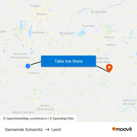 Gemeinde Scharnitz to Lend map