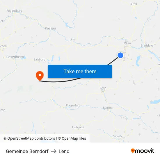 Gemeinde Berndorf to Lend map