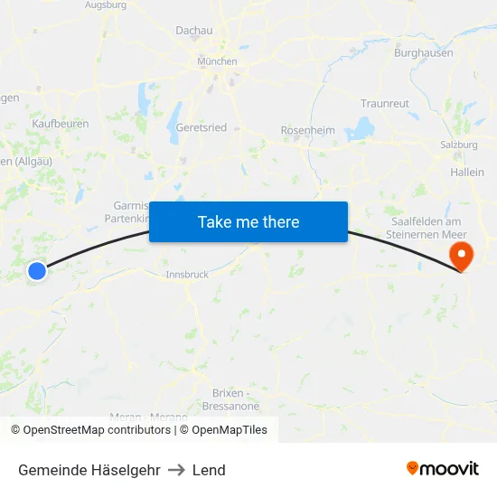 Gemeinde Häselgehr to Lend map