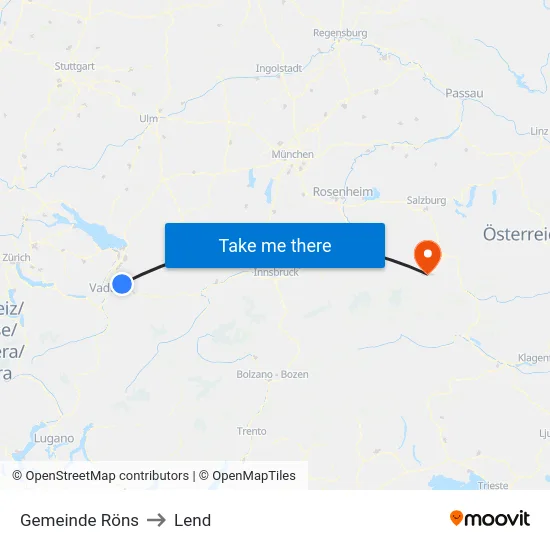 Gemeinde Röns to Lend map