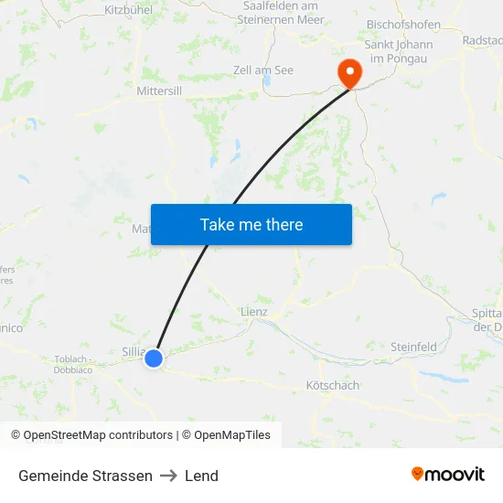 Gemeinde Strassen to Lend map