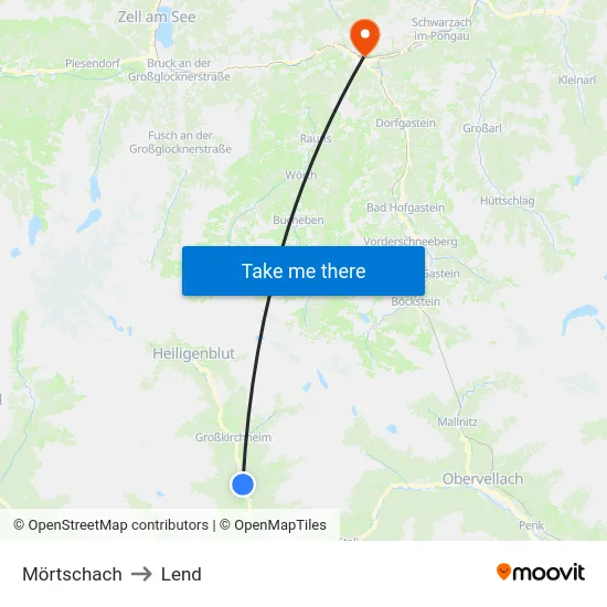 Mörtschach to Lend map