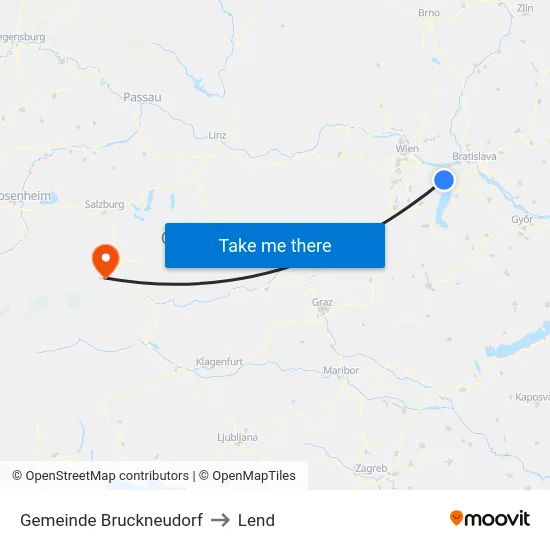 Gemeinde Bruckneudorf to Lend map