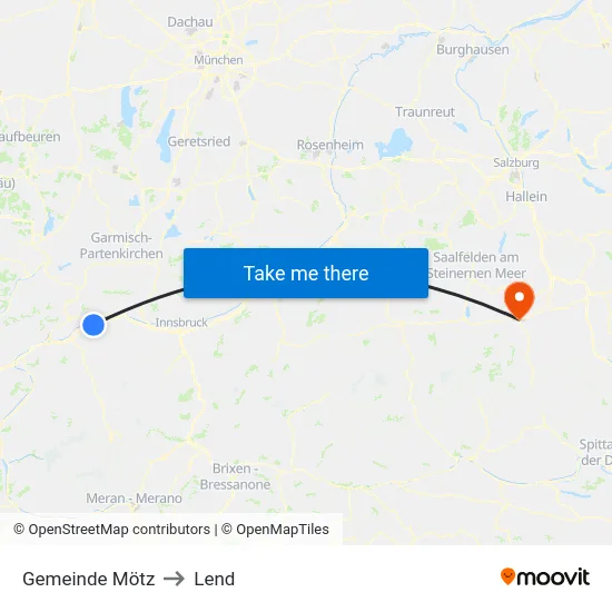 Gemeinde Mötz to Lend map