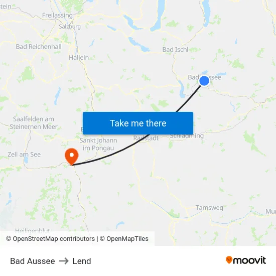 Bad Aussee to Lend map