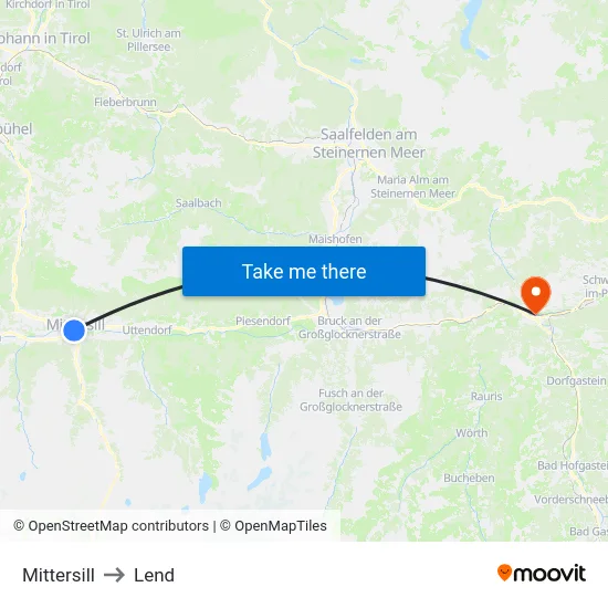 Mittersill to Lend map