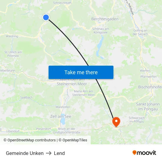 Gemeinde Unken to Lend map