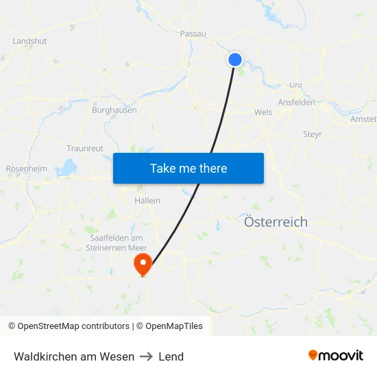 Waldkirchen am Wesen to Lend map