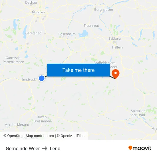 Gemeinde Weer to Lend map