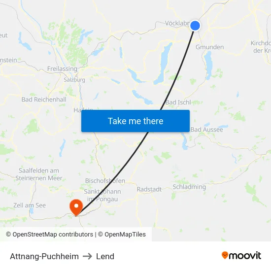 Attnang-Puchheim to Lend map