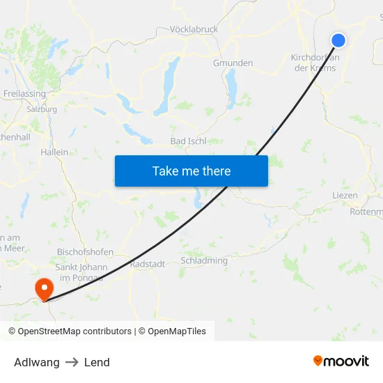 Adlwang to Lend map