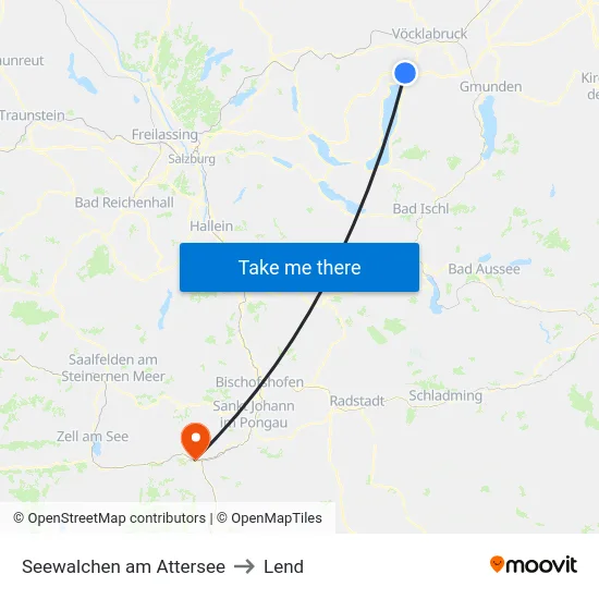 Seewalchen am Attersee to Lend map