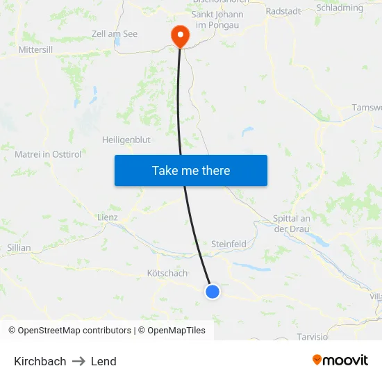 Kirchbach to Lend map