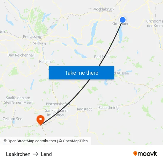 Laakirchen to Lend map