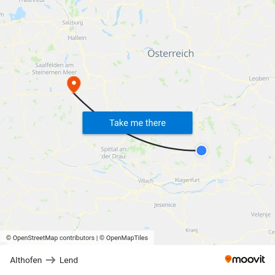 Althofen to Lend map
