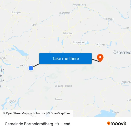 Gemeinde Bartholomäberg to Lend map