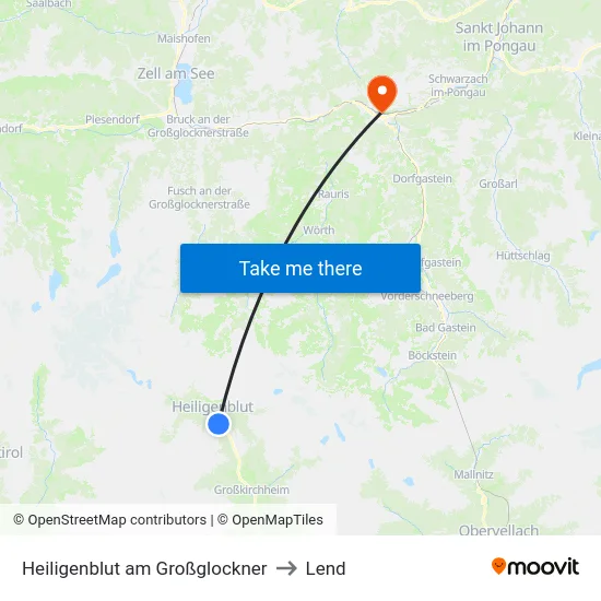 Heiligenblut am Großglockner to Lend map