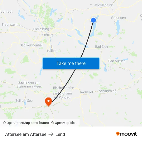 Attersee am Attersee to Lend map