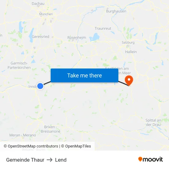 Gemeinde Thaur to Lend map