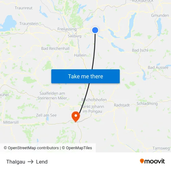 Thalgau to Lend map