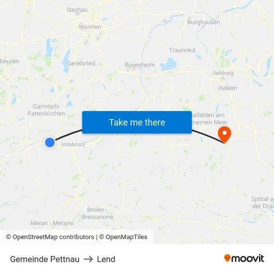 Gemeinde Pettnau to Lend map